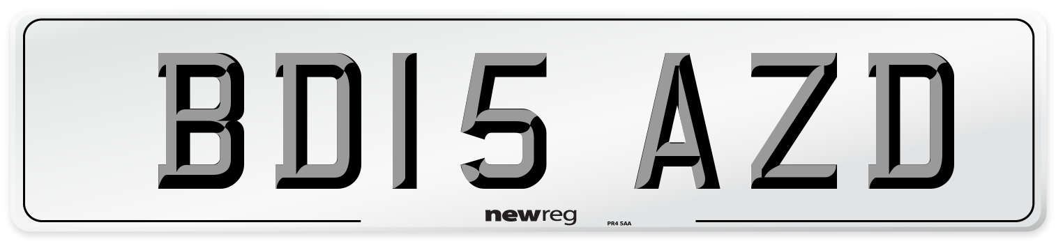 BD15 AZD Number Plate from New Reg